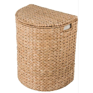 Panier en jacinthe d'eau tissé à la main de haute qualité poignée de couvercle de Style de luxe conteneurs de stockage enroulés durables pour l'organisation de la maison - Product Image 4