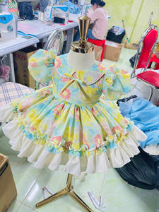 Vestido Maxi de Alta Calidad para Niñas, Estilo Princesa Bao Tran, con Mangas Abullonadas y Cuello con Volantes, Ecológico y Transpirable - Product Image 3