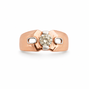 <b>Mens</b> 18KT rose Gold Round Cut Solitaire Cubic Zirconia <b>Ring</b> Polished Statement Band Luxury Wedding Party Gift Jewelry - Product Image 1