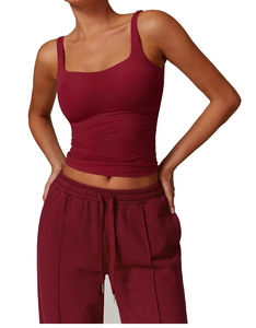 Ensemble de yoga grande taille pour femme, haut court sans manches en dentelle unie, tenue de sport fitness avec ceinture, ensemble de yoga deux pièces - Product Image 3