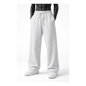 Streetwear <b>Men</b> Casual Canvas Wide Leg Sweatpants Custom Design Elastic Waist <b>Drawstring</b> Fleece Eco-Friendly Custom Baggy <b>Trouser</b> - Product Image 1