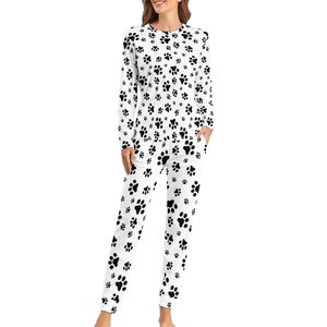 Ensemble de pyjama 100 % coton pour femme, vêtements de nuit longs personnalisés, sous-vêtements d'hiver en gros, logo personnalisé, motif sexy de haute qualité - Product Image 2