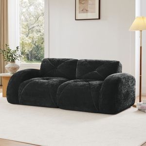 Sofá de Terciopelo Acolchado de 2 Plazas con Diseño Antideslizante en la Base, Esponja Ergonómica de Alta Densidad 32D sin Hueso - Product Image 2