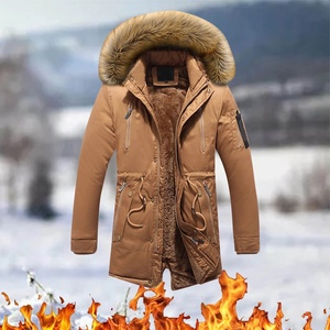 Última moda hombres temporada de invierno Parka abrigos y chaquetas al por mayor precio barato hombres piel capucha abrigo largo y chaquetas - Product Image 2