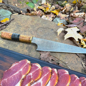 Couteau de Chef de Cuisine en Acier Damas Fait Main de Haute Qualité, Manche Ergonomique en Bois Naturel, Compatible Lave-Vaisselle pour Usage Professionnel et Domestique - Product Image 3