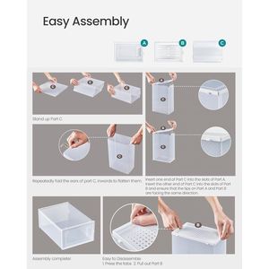 Set di 12 Scatole Impilabili Trasparenti per Scarpe, 13,1 X 9,1 X 5,6 Pollici, Contenitori Trasparenti per Sneaker da Armadio - Product Image 6