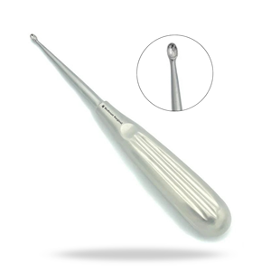 Cureta ósea Bruns de acero inoxidable, instrumento quirúrgico ortopédico para raspar y remover tejido óseo enfermo y fragmentos. - Product Image 1