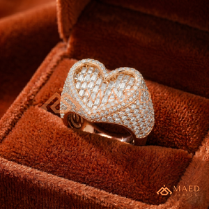 Luxury Rose Gold Heart <b>Ring</b> <b>for</b> <b>Men</b> 18K Rose Gold Plated Iced Out Moissanite Diamond Hip Hop <b>Ring</b> Baguette Cut Large Heart <b>Ring</b> - Product Image 4