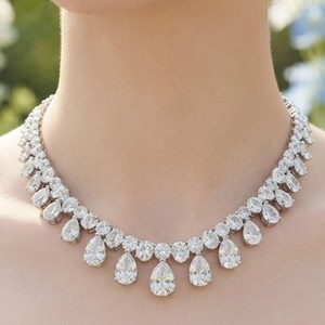 Collier en moissanite taille poire, plaqué or blanc 14 carats, bijoux de fiançailles pour femme - Product Image 5