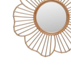 Grand miroir mural en forme de pétale de tournesol, en rotin, pour chambre d'enfant, artisanat, ornement suspendu, miroir en rotin, fournisseur de décoration en rotin - Product Image 4