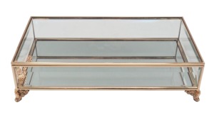 กล่องเก็บเครื่องประดับแก้วขายดีที่สุด พร้อมเคลือบโลหะสีทอง กล่องเครื่องประดับหรูหรา ฝาแก้ว กรอบโลหะ - Product Image 3