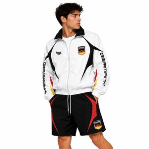 Ensemble de survêtement tendance personnalisé Allemagne : Veste coupe-vent et short, sublimation, pour équipes sportives, tenue d'été, sweats à capuche, vente en gros - Product Image 3
