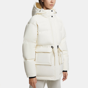 Women's Long <b>Quilted</b> Hooded <b>Jacket</b> With Detachable Hat Full Sleeve Polyester Wadding Winter Outerwear Thick Pockets - Product Image 3
