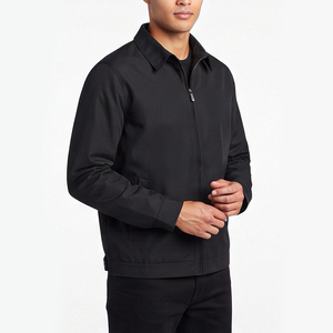 <b>Men's</b> <b>Black</b> Zip Up Jacket Customized Logo Casual Outerwear for <b>Men</b> Zipper Closure <b>Windbreaker</b> Jacket for <b>Men's</b> - Product Image 4