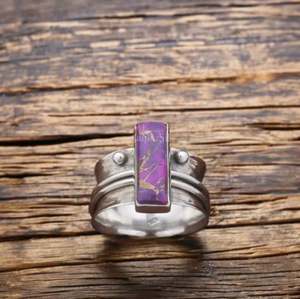 Vintage 925 Sterling <b>Silver</b> Green Copper Turquoise <b>Spinner</b> Engagement <b>Ring</b> for Unisex Weddings and SHREE JAIPUR <b>SILVER</b> - Product Image 1