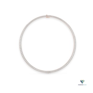 Collier tennis en or rose 24,06 CT avec diamants de laboratoire taille émeraude en or massif 14 carats - Product Image 1
