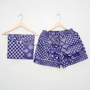 Conjunto de Pijama de Verano para Mujer, Transpirable, 100% Algodón, Manga Corta, Estampado Floral, Camiseta de Dormir Suave de Secado Rápido, Lavable a Máquina - Product Image 3