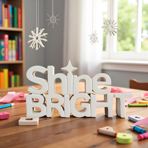 Shine Bright Motivational Showpiece <b>Home</b> Decor Items <b>Home</b> Decoration White Painted <b>Sign</b> and Plaques Showpiece <b>for</b> Study Table - Product Image 1