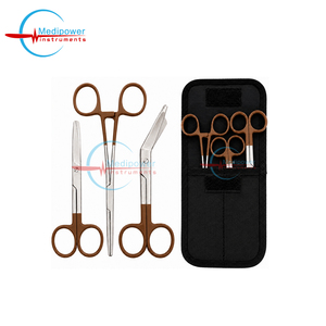 Ensemble d'instruments chirurgicaux et infirmiers Medipower Instruments : Ciseaux à pansements 5,5 po, Pinces à artères 6 po, Ciseaux à pansements 5 po, Manche marron - Product Image 4