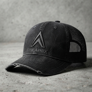 Gorra Trucker Negra para Hombre con Logo, Gorra de Béisbol de Algodón Desgastado, Malla Trasera, Cierre a Presión, Estilo Casual Urbano y Deportivo - Product Image 5