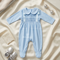 Combinaison bébé à manches longues en coton smocké à la main pour garçons, combinaison une pièce pour nouveau-né automne/hiver
