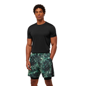 กางเกงขาสั้นกีฬาผู้ชาย 7 นิ้ว 2 in 1 สีเขียวดำ ระบายอากาศ แห้งเร็ว สำหรับออกกำลังกาย วิ่ง และเล่นกีฬา - Product Image 4