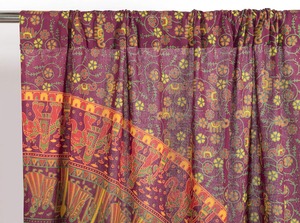 Paneles de Cortina Mandala Color Granate con Diseño de Elefante, Estilo Bohemio Hindú, Artesanía Popular India - Product Image 5