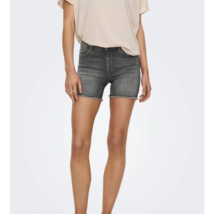 Shorts de Mezclilla de Cintura Alta para Mujer, Estilo Casual, Corte Recto, para Verano, Color Sólido, Cierre de Botones, Tela de Algodón - Product Image 3
