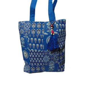 High Quality Custom Logo Assorted <b>Canvas</b> Beach Bag Cotton Handle Eco Friendly Reusable Block Print Shopping Tote Bag Durable - Product Image 1