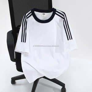 Fabricant de t-shirts à manches 3 barres de conception personnalisée en gros 200gsm classique en coton respirant surdimensionné et coupe ample pour hommes - Product Image 1