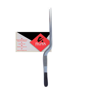 Pince de précision offset en acier inoxydable de 20 cm pour chefs de cuisine, hôtels et assiettages culinaires, certifiée CE, robuste et résistante à la chaleur - Product Image 1