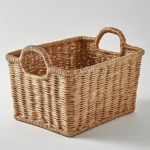 Premium Eco Friendly Durable Handwoven Seagrass <b>Basket</b> with Handles for Kitchen <b>Bathroom</b> & Living Room Storage - Product Image 1