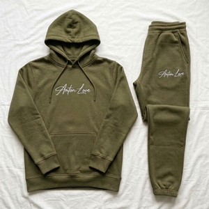 Men's Pink Hoodie Tracksuit <b>Set</b>, Pullover Sweatshirt Jogger <b>Pants</b> <b>2</b> <b>Piece</b> Casual Sportswear Wholesale OEM - Product Image 6