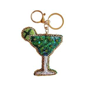 Beaded Circle Classic <b>Canvas</b> Coin Holder Keychain <b>Round</b> Shape Woven Craft Cute Design - Product Image 2