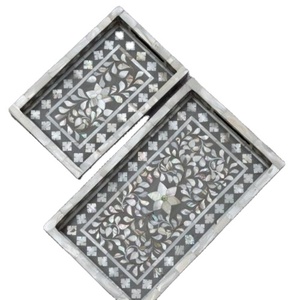 Bandeja de servicio rectangular de tamaño personalizable Bandeja de resina de nácar India hecha a mano de alta calidad Bandeja de servicio de la mejor calidad - Product Image 1