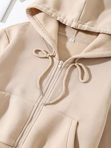 Eco Friendly Organic Cotton Recycled Polyester Women Crop Hoodie Custom Logo Sustainable Fleece <b>Cropped</b> Hoody <b>Zip</b> <b>Up</b> - Product Image 6