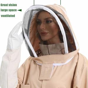 Combinaison d'apiculteur avec capuche amovible beige, coupe ample, protection intégrale du corps, vêtements de sécurité anti-coupure niveau D - Product Image 5