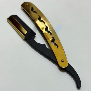 New 2026 Professional Gold Shaded Folding Straight Razor Stainless Steel Single Edge Replaceable Blade <b>Mens</b> Shaving Razor Barber - Product Image 4