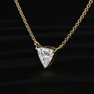 Best Design 1CT Trillion Cut Solitaire Diamond <b>Necklace</b> Gold Lab Created Diamond <b>Necklace</b> Pendent with <b>D</b>-E VVS-VS Clarity & IGI. - Product Image 2