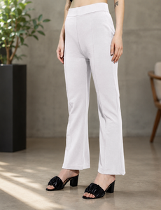 Pantalones de crepé de cintura alta y pierna recta, color liso, largos, antiarrugas, estilo minimalista, para primavera, para mujer - Product Image 4