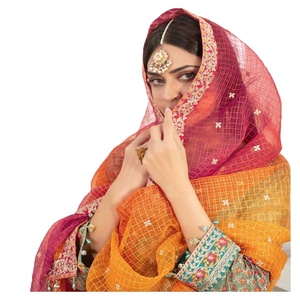 Zora ชุดงานแต่งงานผ้าชีฟองวิสคอสของผู้หญิง3ชิ้นชุดยาวสไตล์ปากีสถานสำหรับงานปาร์ตี้เครื่องแต่งกายแบบมีวอลลุ่ม tawakkal" - Product Image 1