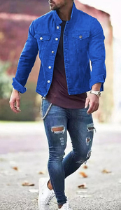 Best Denim Jacket <b>Men</b> Stylish Winter Washed Wholesale Jeans Jackets Fashion Street Wear Unique Hip Hop Denim <b>Men's</b> Jacket - Product Image 5