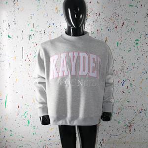 KAYDEE HEATHER GREY <b>Mock</b> <b>Neck</b> Sweatshirt 100% WHITE Applique Embroidery wide <b>neck</b> Sweatshirt Finer Threads - Product Image 5