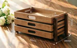 Best Price Wooden <b>Storage</b> Rack Three-Layer <b>Stackable</b> Drawer Organizer Minimalist Design for Living Room Sundries Holding - Product Image 4