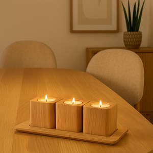 Premium Natural Wooden <b>Tea</b> Light <b>Stand</b> Natural Wood Candle Holder for Elegant Home Decoration Wholesale - Product Image 4
