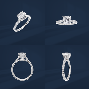 Anillo de Compromiso Clásico para Mujer en Platino PT950 con Diamantes de Corte Cushin 2 y Diamantes Laterales, Certificado IGI - Product Image 6