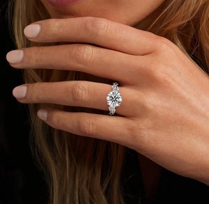 Round Brilliant Cut Diamond <b>Engagement</b> <b>Ring</b> in White Gold Rhodium Plated Prong Setting Classic Style for Women - Product Image 2