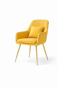 Modern Velvet Accent <b>Chair</b> with Pillow and Metal Legs for Living Room Bedroom Dining Room Office Outdoor & Villa Use - Product Image 3