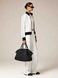 ONETEN APPARELS Women <b>White</b> Color Block Track Jacket <b>And</b> Pants Set Side Stripe Sporty Jogger Outfit - Product Image 2