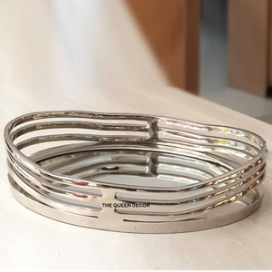 Best Seller Aluminum Metal Unique Shape Gold Plated White <b>Enamel</b> Finish Decorative Serving <b>Tray</b> Customizable Size - Product Image 4